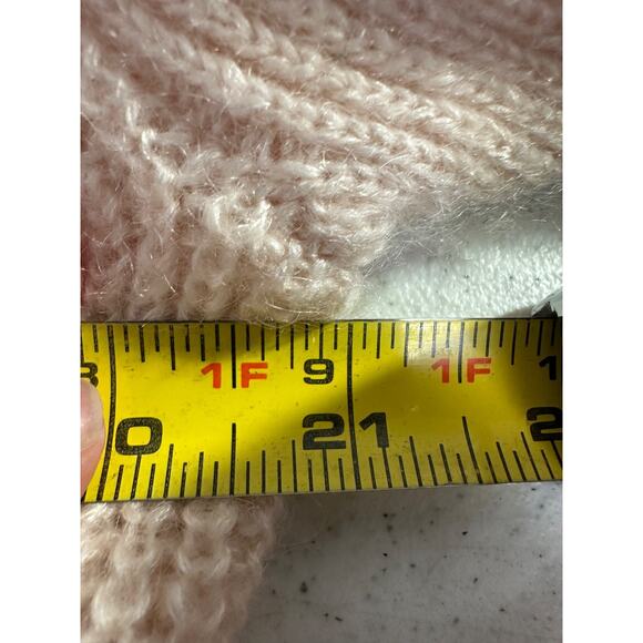 Lewit Peach knit puff sleeve knit sweater womens L Turtleneck Peach Mohair A3 - Picture 4 of 5